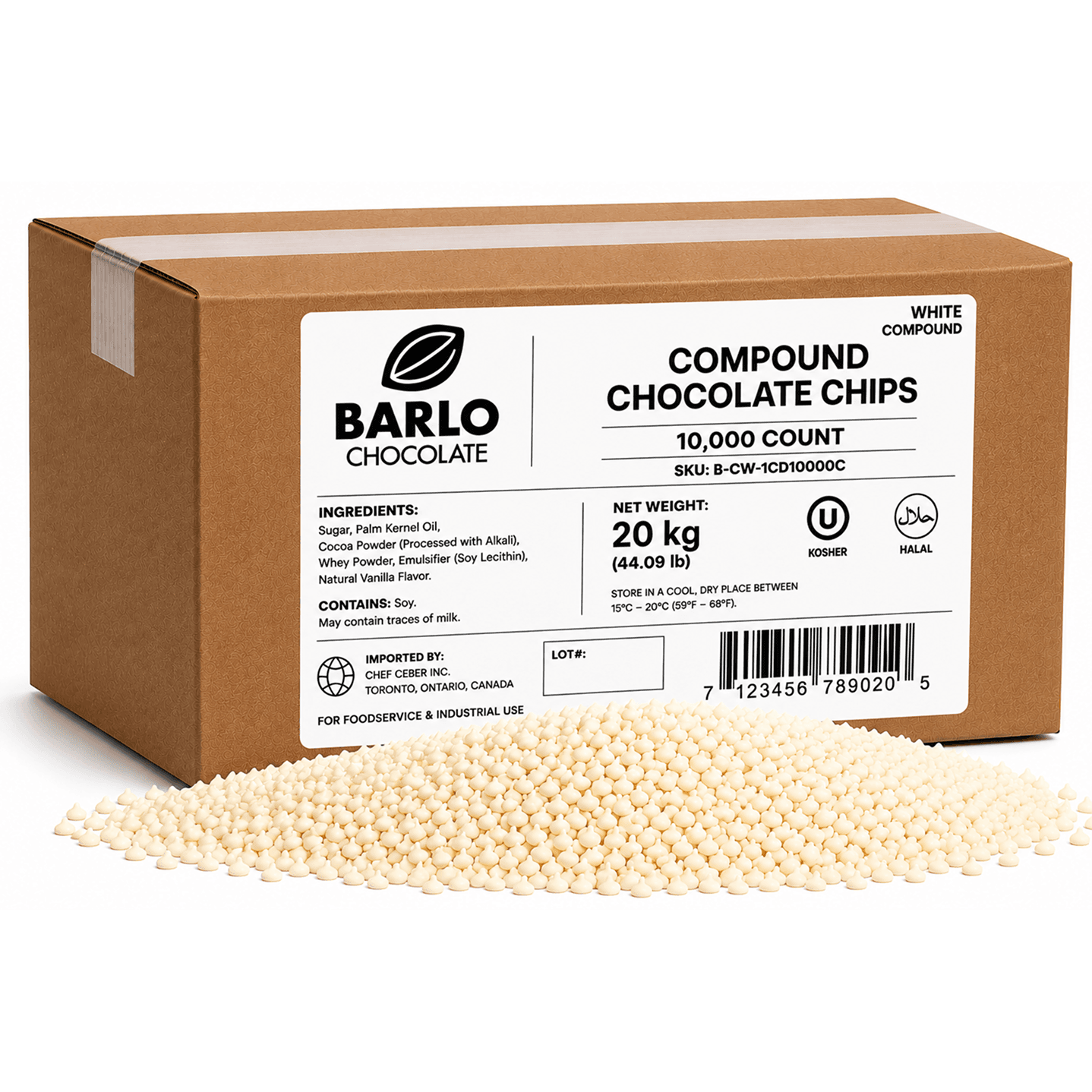 10,000 Count White Compound Chocolate Chips